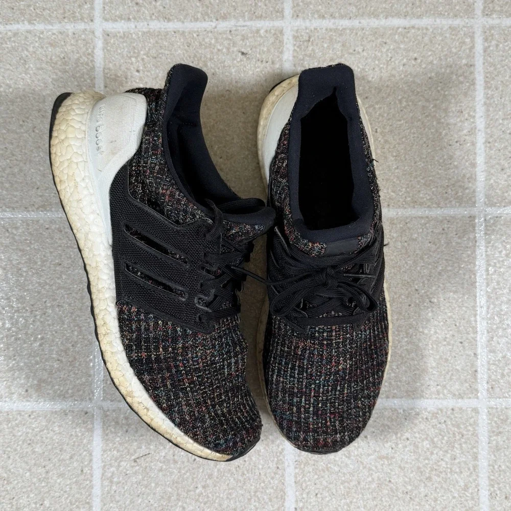 Adidas Ultra Boost 4.0 F35232 Black Multi-Color White Heel Cage Shoes Men's 8
